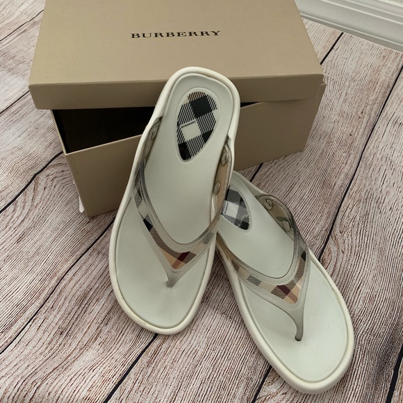 Burberry Shoes - Burberry White Flip Flops